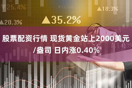 股票配资行情 现货黄金站上2000美元/盎司 日内涨0.40%