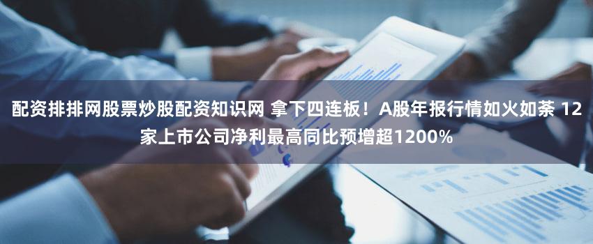 配资排排网股票炒股配资知识网 拿下四连板!A股年报行情如火如荼 12家上市公司净利最高同比预增超1200%